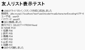 友人リスト表示テスト画面